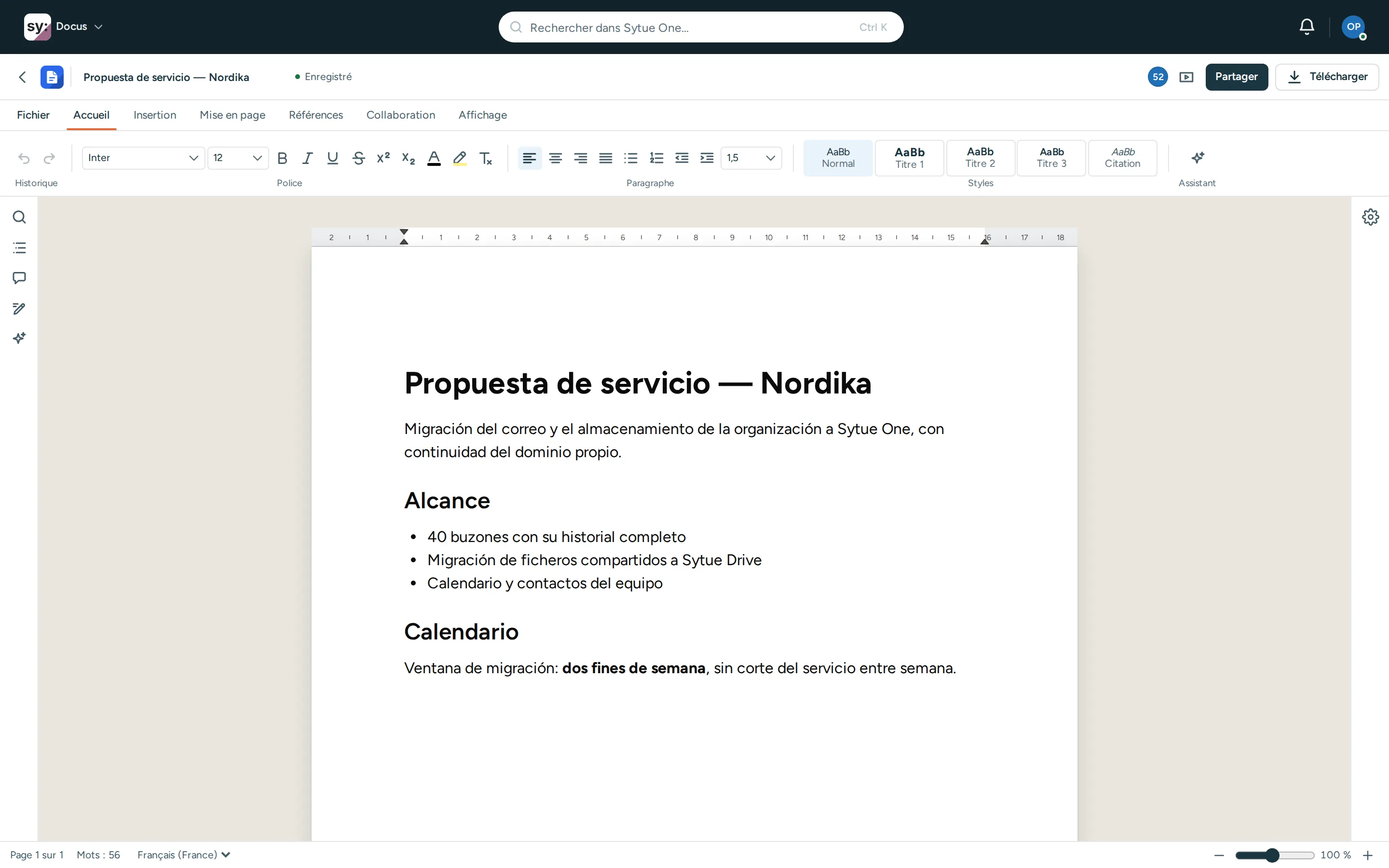L’écran principal de Docus, tel qu’il apparaît à la connexion.